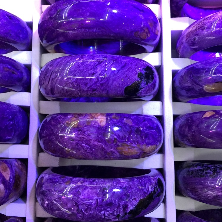 Corte especial de mayor calidad Charoite Brazalete Joyería Charoite Ruso Brazalete Natural Gemstone Bangle Genuino 32