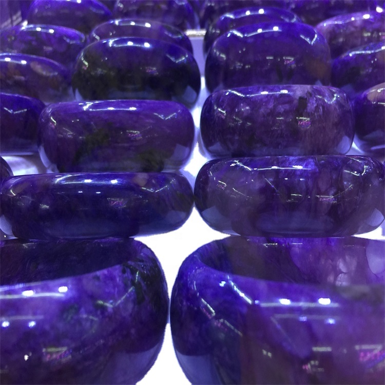 Corte especial de mayor calidad Charoite Brazalete Joyería Charoite Ruso Brazalete Natural Gemstone Bangle Genuino 34