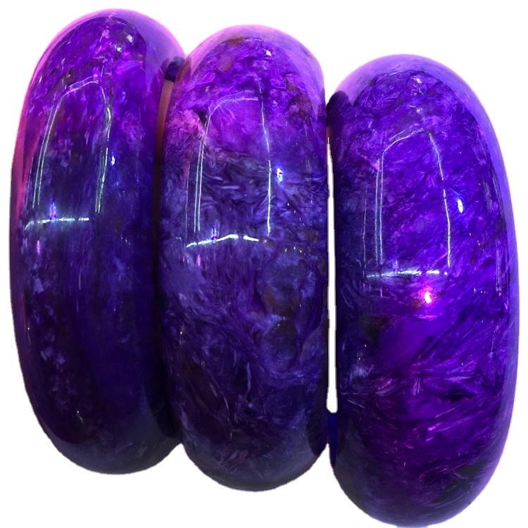 Corte especial de mayor calidad Charoite Brazalete Joyería Charoite Ruso Brazalete Natural Gemstone Bangle Genuino 36
