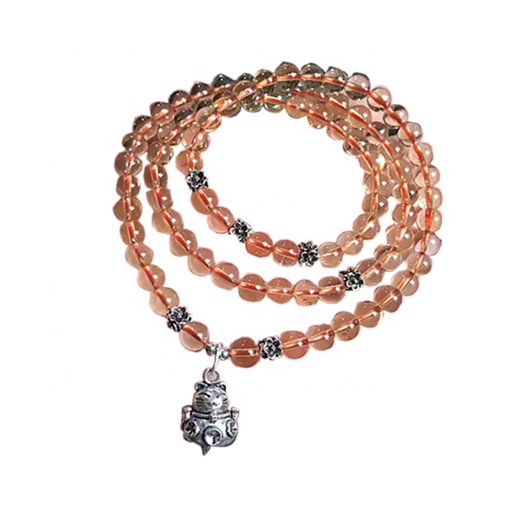 Stone Náttúrulegt Citrine Gemstones Gulur umferð perlur fyrir náttúrulega steinn perlur hálsmen 32