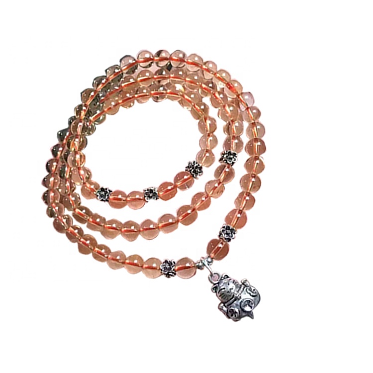 Stone Náttúrulegt Citrine Gemstones Gulur umferð perlur fyrir náttúrulega steinn perlur hálsmen 34