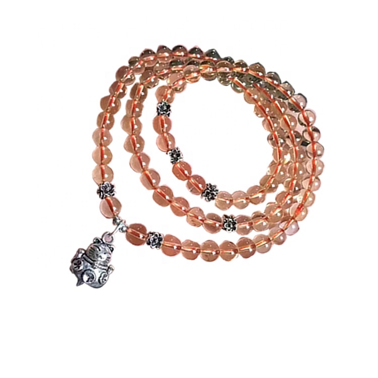 Stone Náttúrulegt Citrine Gemstones Gulur umferð perlur fyrir náttúrulega steinn perlur hálsmen 38