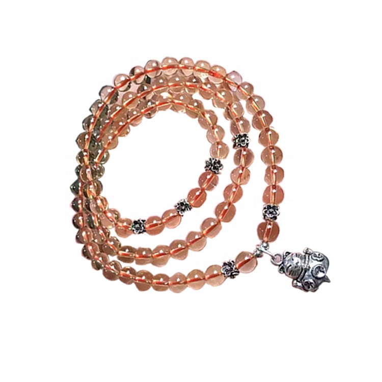 Stone Náttúrulegt Citrine Gemstones Gulur umferð perlur fyrir náttúrulega steinn perlur hálsmen 36