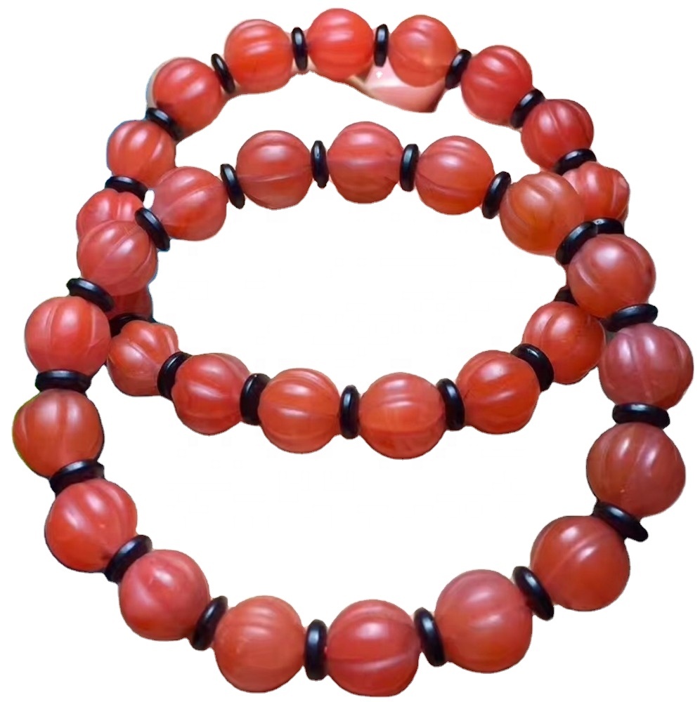 Branelli di melone di colore rosso Agata braccialetto gioielli personalizzabile placcato oro / argento bracciale 38