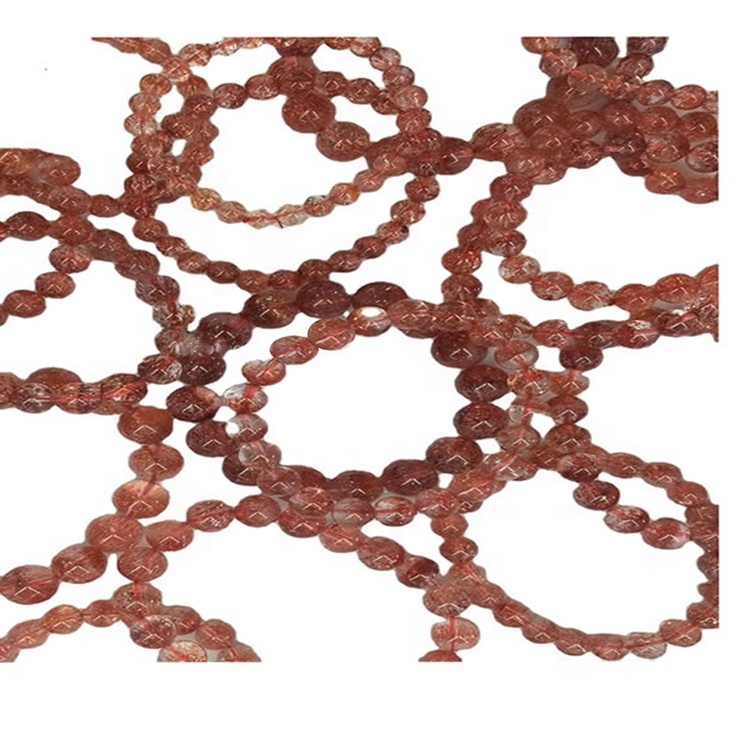 Zlaté jahodové kremenné korálky brceleat šperky 27