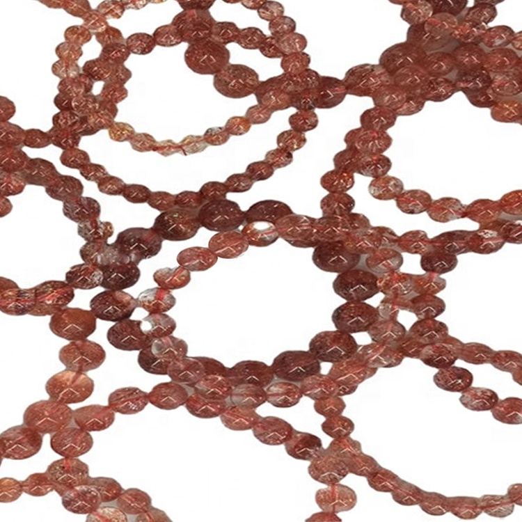 Zlaté jahodové kremenné korálky brceleat šperky 33