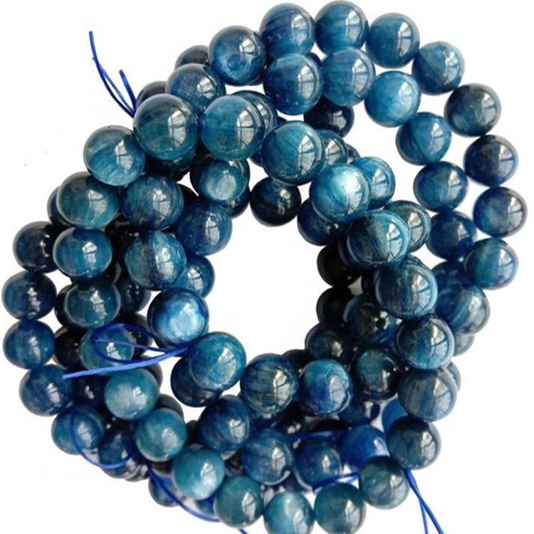 Pulsera de piedras preciosas de piedras preciosas de piedras preciosas de kyanite natural de 10 mm Pulsera estirada al por mayor 7