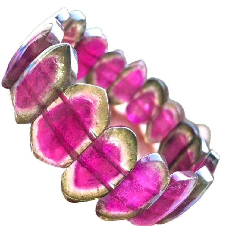 Fuera rosa dentro del brazalete de rubelita de la más alta calidad de la más alta calidad Hacer al por mayor brazaletes de cuentas verdes pulsera 02 Natural CN; GUA 33