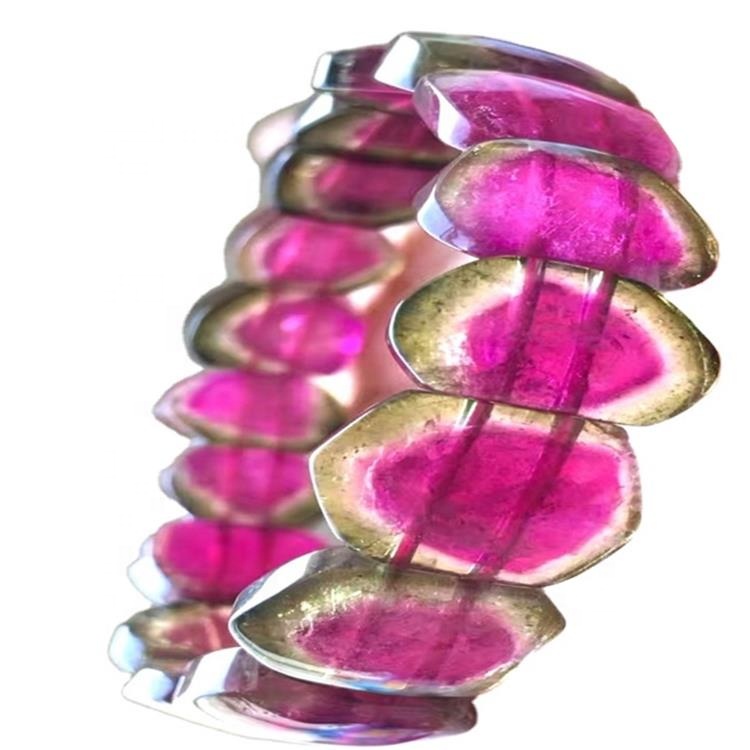Fuera rosa dentro del brazalete de rubelita de la más alta calidad de la más alta calidad Hacer al por mayor brazaletes de cuentas verdes pulsera 02 Natural CN; GUA 37