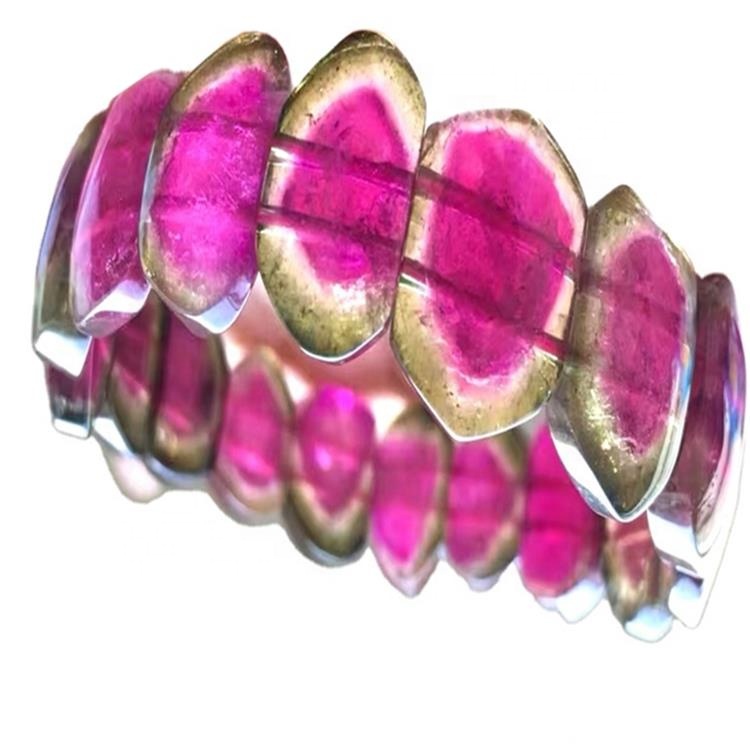Fuera rosa dentro del brazalete de rubelita de la más alta calidad de la más alta calidad Hacer al por mayor brazaletes de cuentas verdes pulsera 02 Natural CN; GUA 39