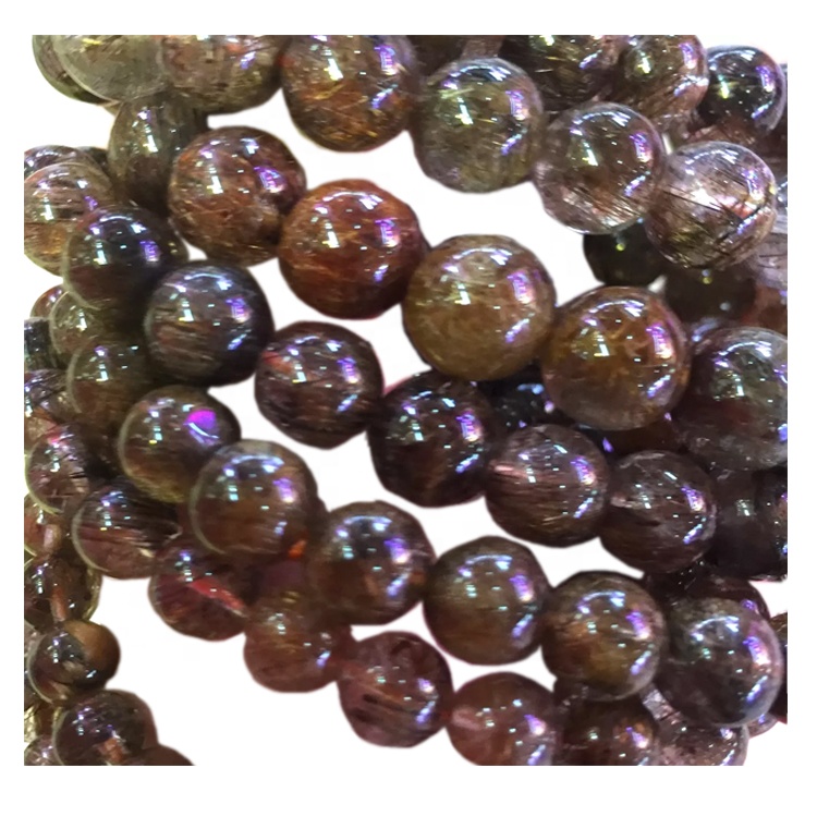 Bracciali colorati di quarzo rutilated Braccialetti 6mm 8mm 10mm 12mm rotondi perline fanno all'ingrosso 27
