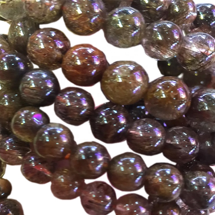 Bracciali colorati di quarzo rutilated Braccialetti 6mm 8mm 10mm 12mm rotondi perline fanno all'ingrosso 29