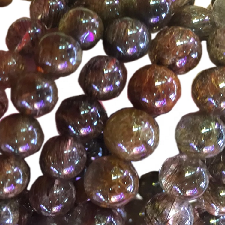 Bracciali colorati di quarzo rutilated Braccialetti 6mm 8mm 10mm 12mm rotondi perline fanno all'ingrosso 31