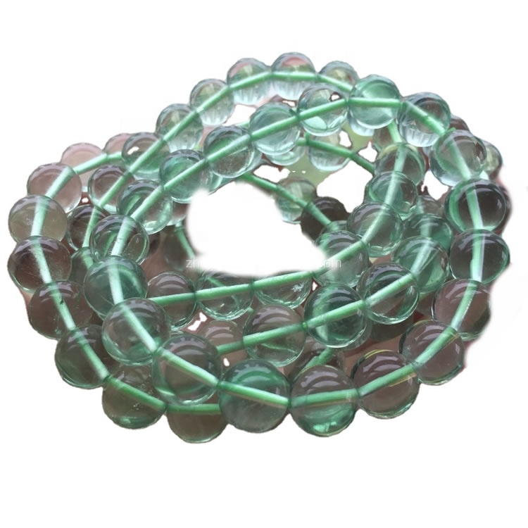Perline rotonde di perle di fluorite verde naturale lucido 32