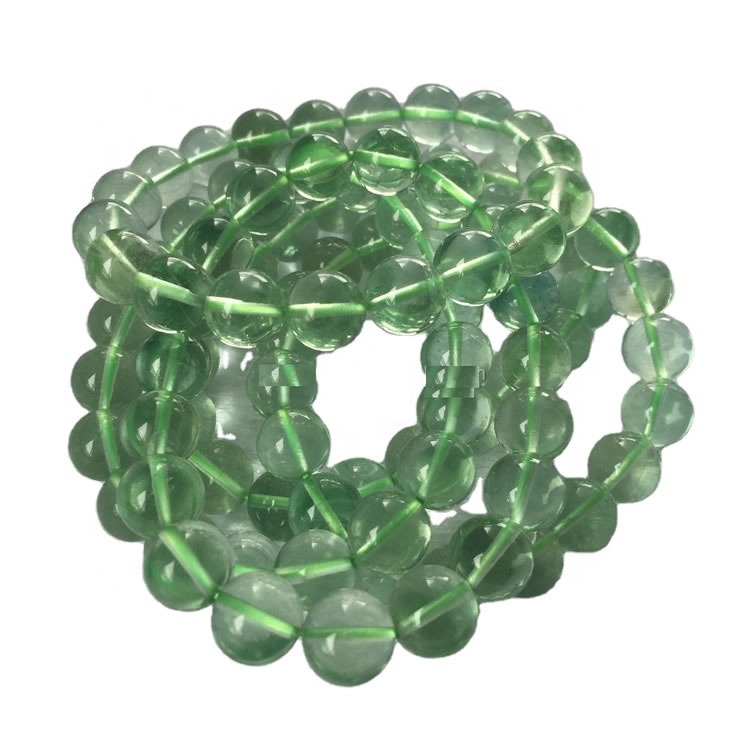 Perline rotonde di perle di fluorite verde naturale lucido 34