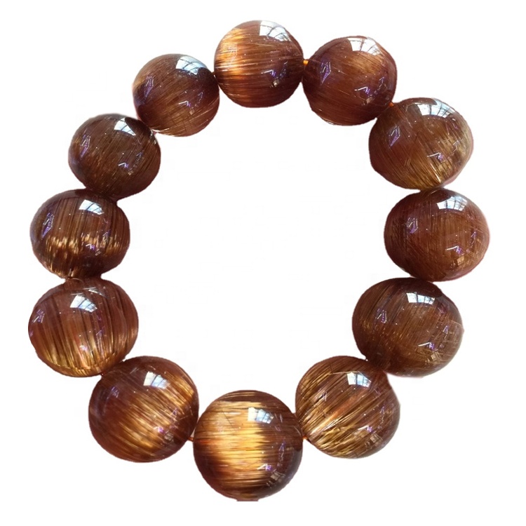 12 mm a 20 mm bonito redondo precioso titanio pulsera de cuarzo rutilado 29