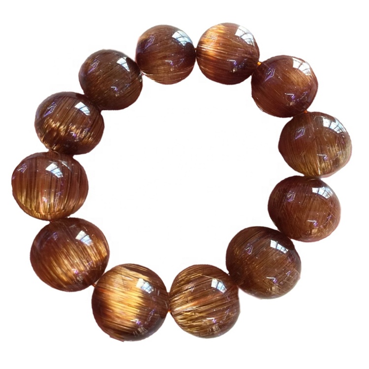 12 mm a 20 mm bonito redondo precioso titanio pulsera de cuarzo rutilado 31