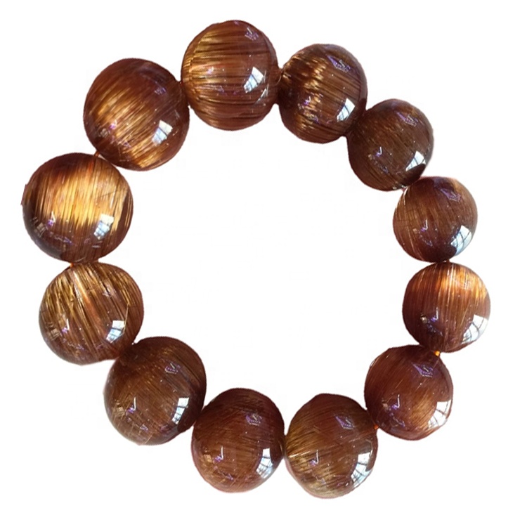 12 mm a 20 mm bonito redondo precioso titanio pulsera de cuarzo rutilado 35