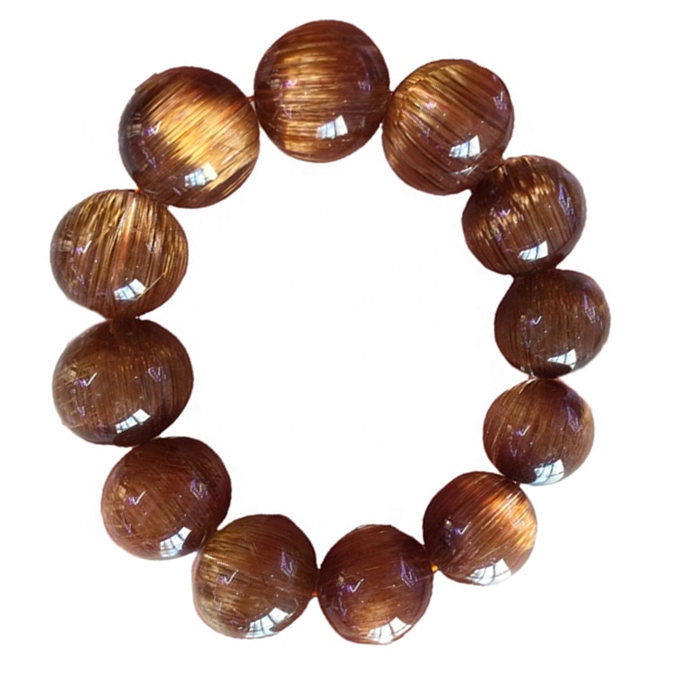 12 mm a 20 mm bonito redondo precioso titanio pulsera de cuarzo rutilado 37