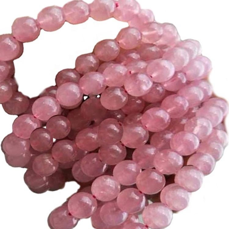 Madagascar Rose Cuarzo Cuentas redondas Cantidad masiva Hacer al por mayor 36