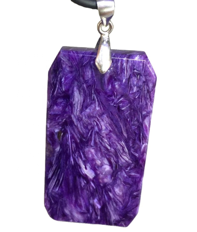 Nydelig charoite gemstone 925 sterling sølv anheng smykker 7