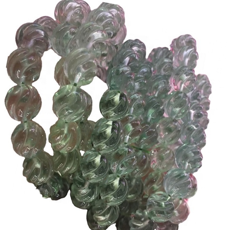 Perline intagliate multi fluorite naturali in vendita 32