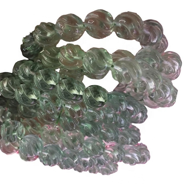 Perline intagliate multi fluorite naturali in vendita 36