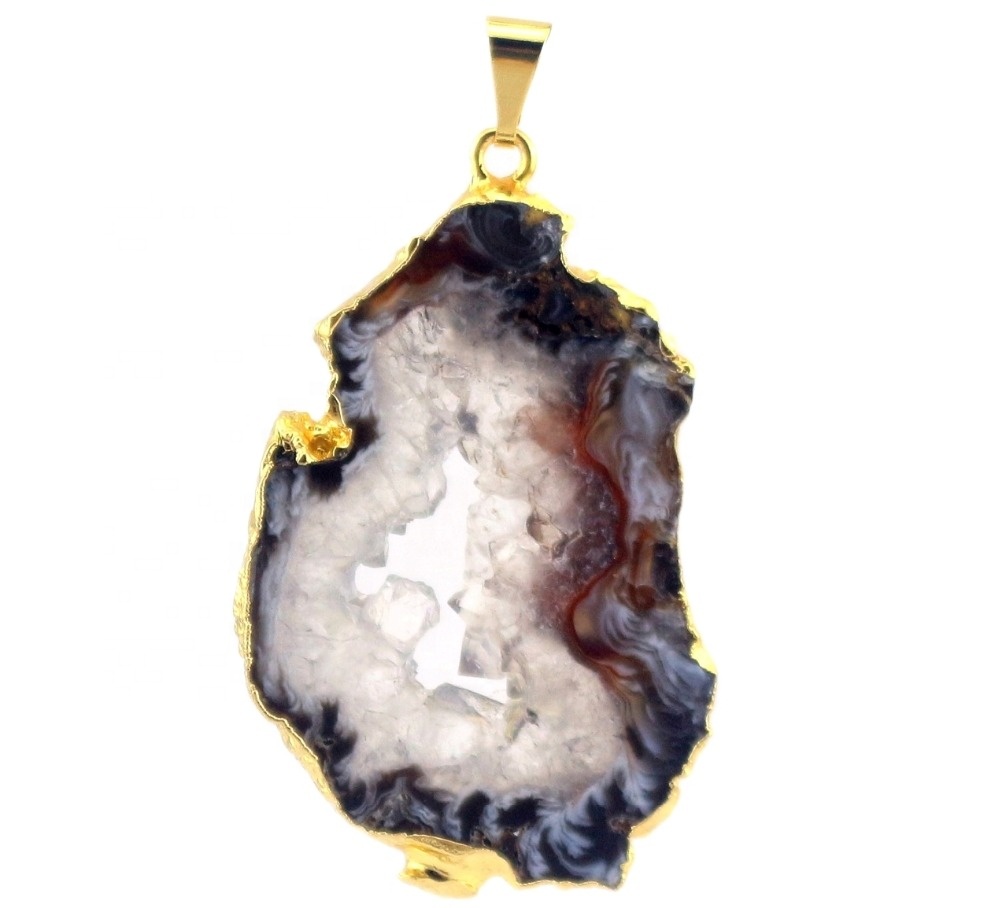 Crescent Druzy Druzy Free Frije Shape Luna Pendants mei goud plated oan 'e râne 11