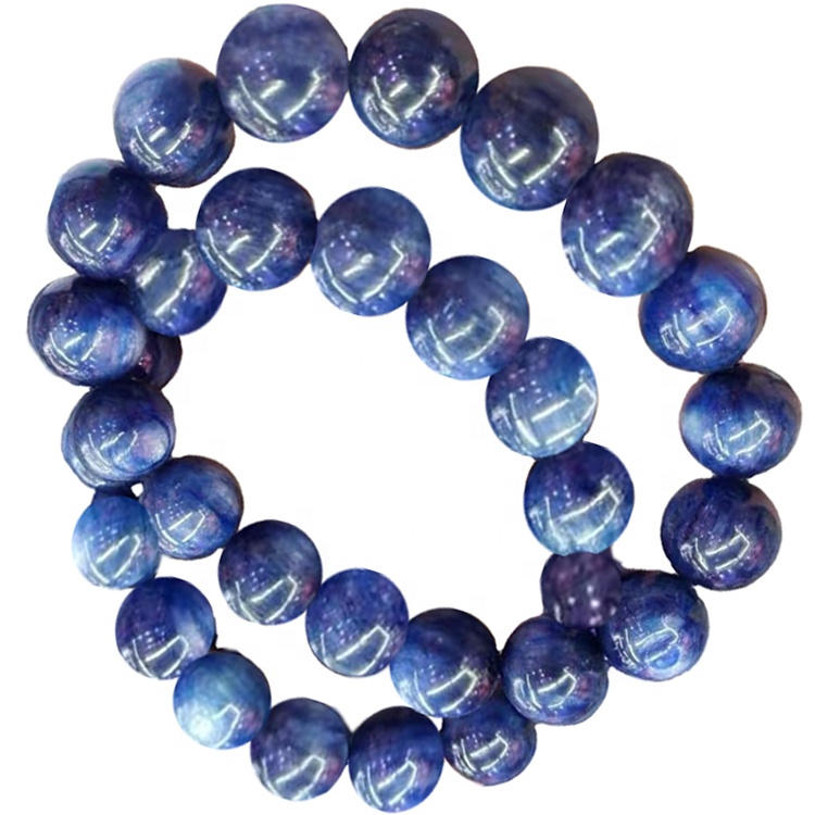 Braccialetto blu naturale Kyanite Braccialetto rotondo perline di guarigione della pietra preziosa della pietra preziosa perline allentate Braccialetto per gioielli facendo il disegno della moda 3a quali 30