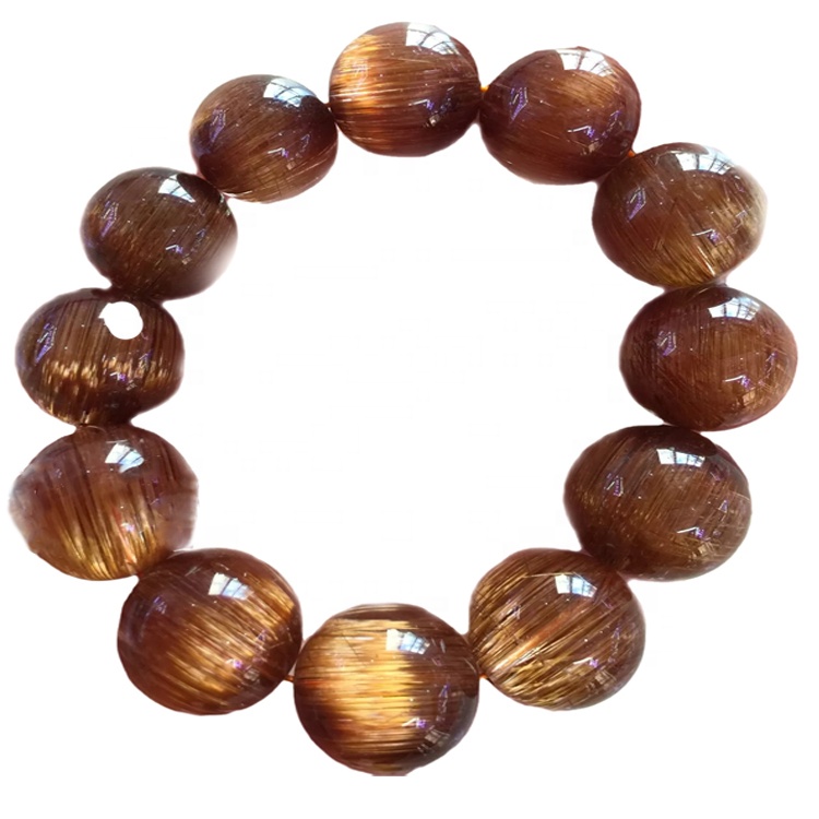 Braccialetto in rame perline al quarzo in rame Braccialetto rotondo Forma di quarzo Rutilato Braccialetto 29