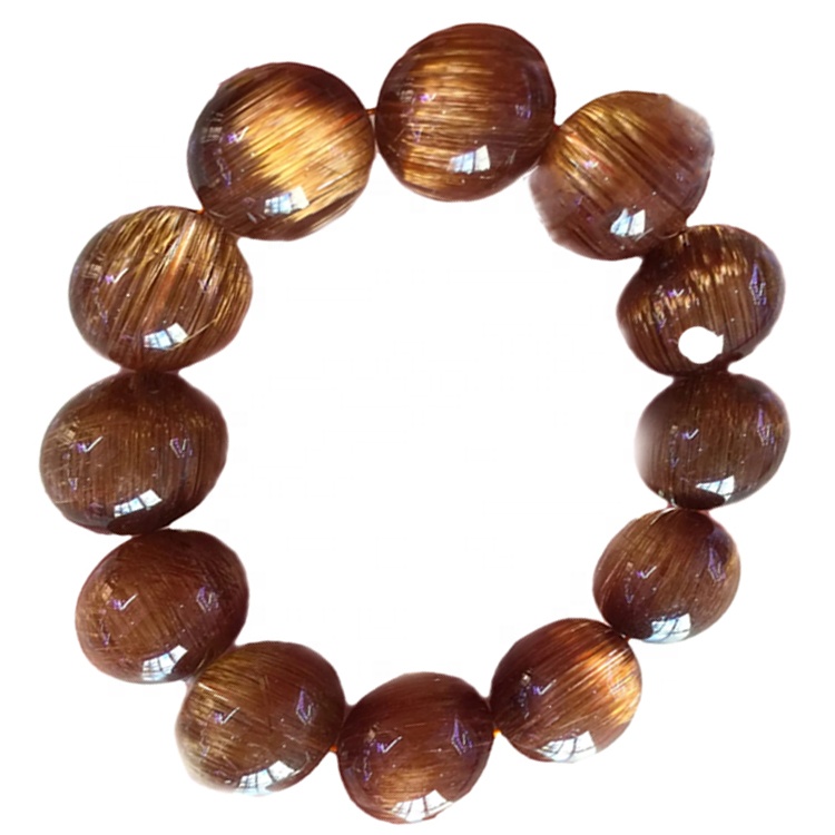 Braccialetto in rame perline al quarzo in rame Braccialetto rotondo Forma di quarzo Rutilato Braccialetto 37