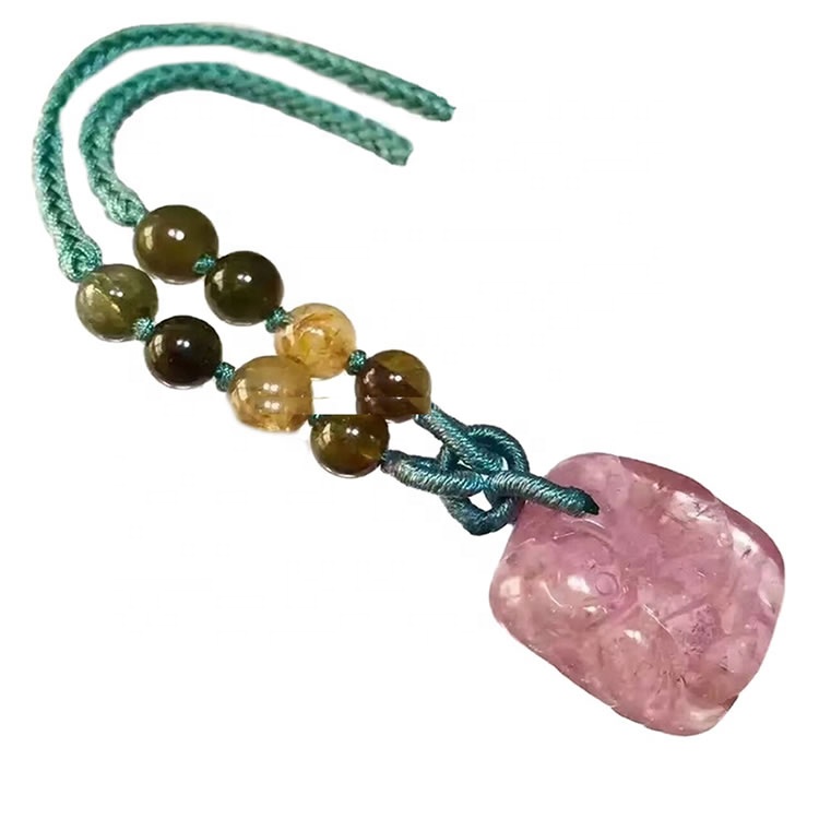Makukulay na Tourmaline Rubellite Round Beads Pendant Necklace Alahas. 31