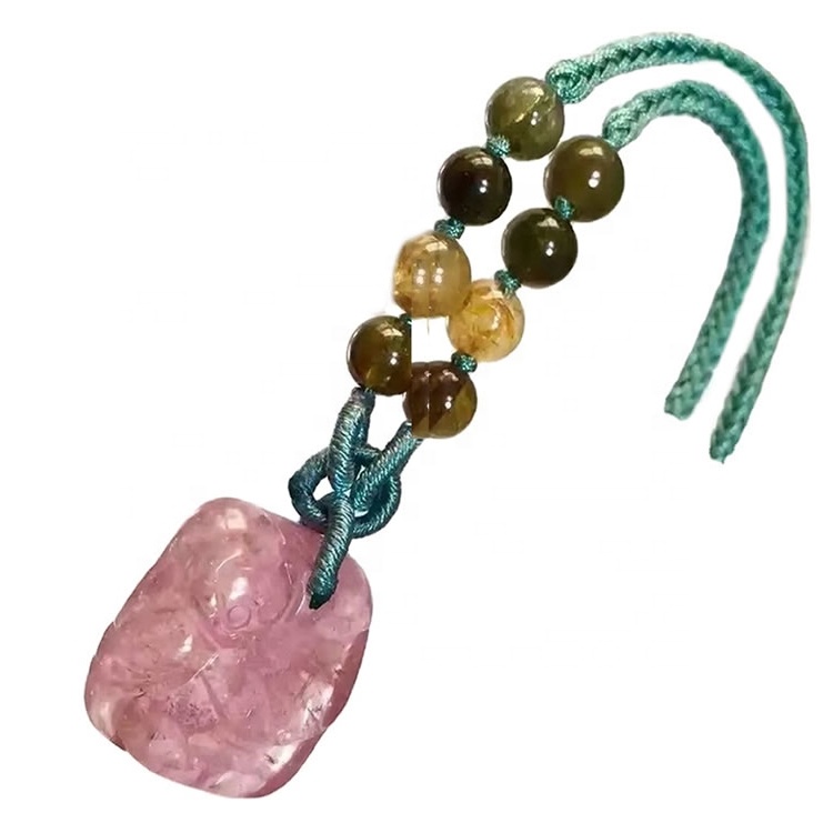 Makukulay na Tourmaline Rubellite Round Beads Pendant Necklace Alahas. 33