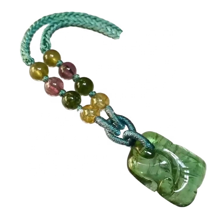 Makukulay na Tourmaline Rubellite Round Beads Pendant Necklace Alahas. 37