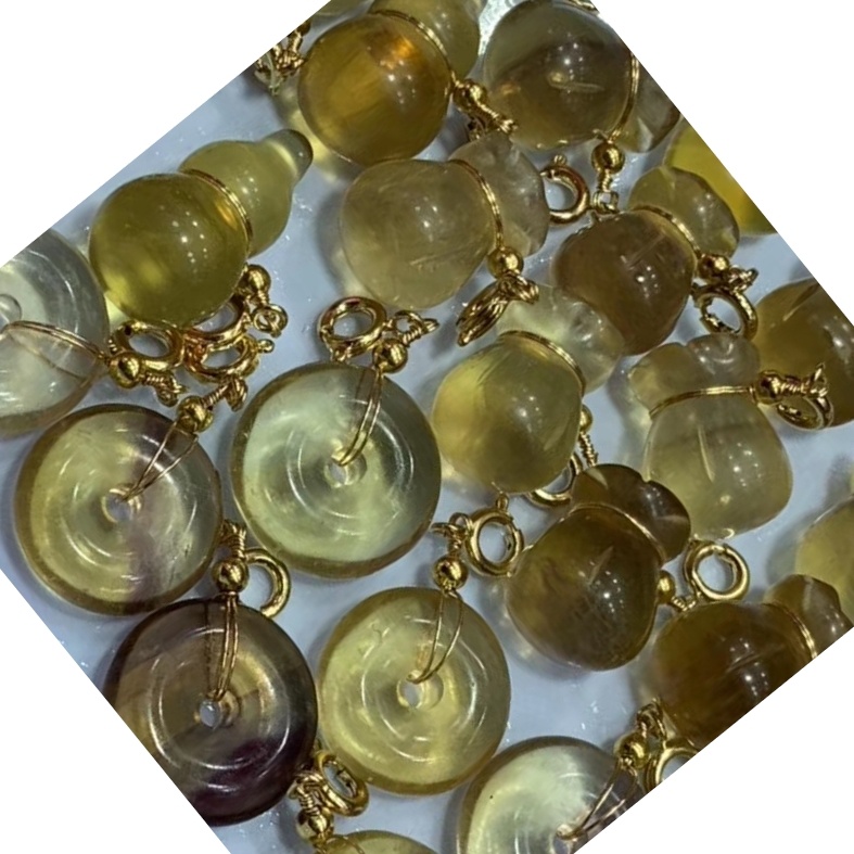 Fluorite kuchonga gourd / pete shaba gem / dhahabu pendated pendant 45