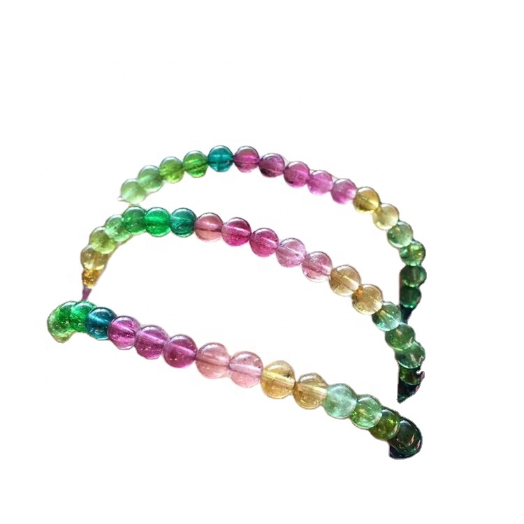 Tíska Nýjasta heildsölu Skartgripir Gull Litur Brass Keðja Handsmíðaðir Tourmaline Beaded Wire vafinn Heilla armbönd 30