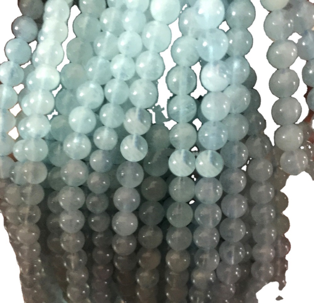മൊത്ത പ്രകൃതിദത്ത ക്ഷീര അക്വാമറൈൻ ബീഡുകൾ 6 8 10 എംഎം ഉയർന്ന നിലവാരമുള്ള ലൈറ്റ് ബ്ലൂ കളർ diy ജ്വല്ലറി മുത്തുകൾ 35