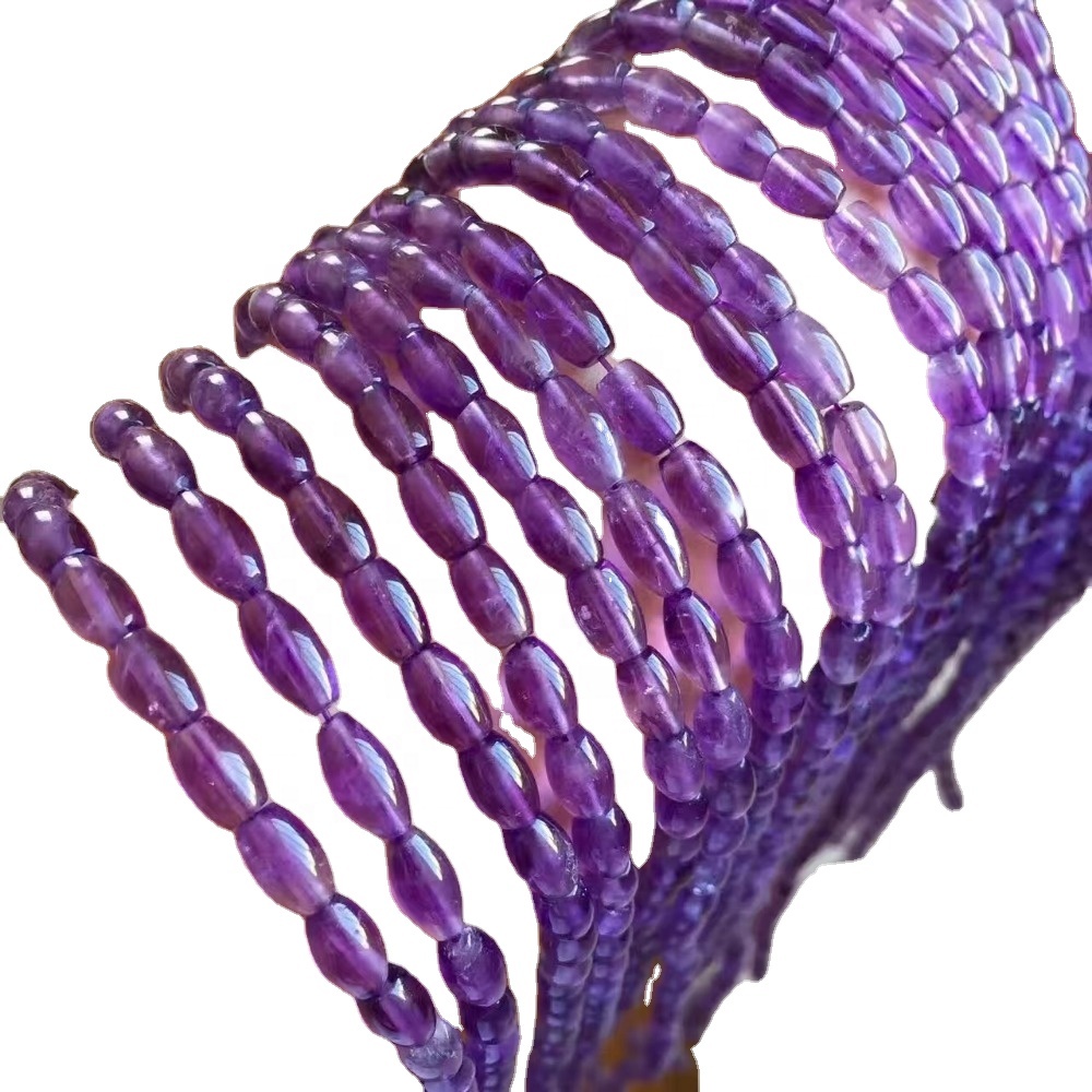 Náttúruleg Amethyst Rice Perlur Gemstone Gerðu heildsölu 32