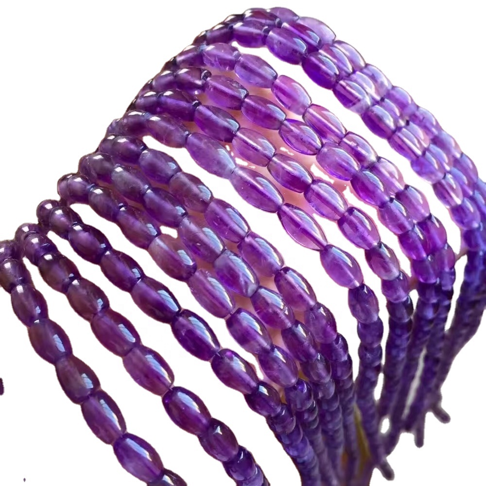 Náttúruleg Amethyst Rice Perlur Gemstone Gerðu heildsölu 36