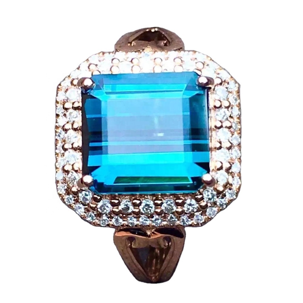 18K Gold Tartermaline na-acha ọcha na-acha anụnụ anụnụ na-acha anụnụ anụnụ 7