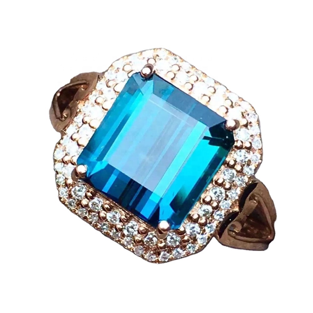 18K Gold Tartermaline na-acha ọcha na-acha anụnụ anụnụ na-acha anụnụ anụnụ 13