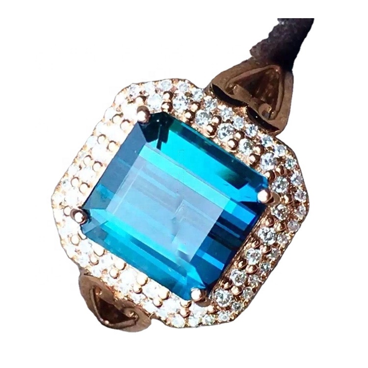 18K Gold Tartermaline na-acha ọcha na-acha anụnụ anụnụ na-acha anụnụ anụnụ 15