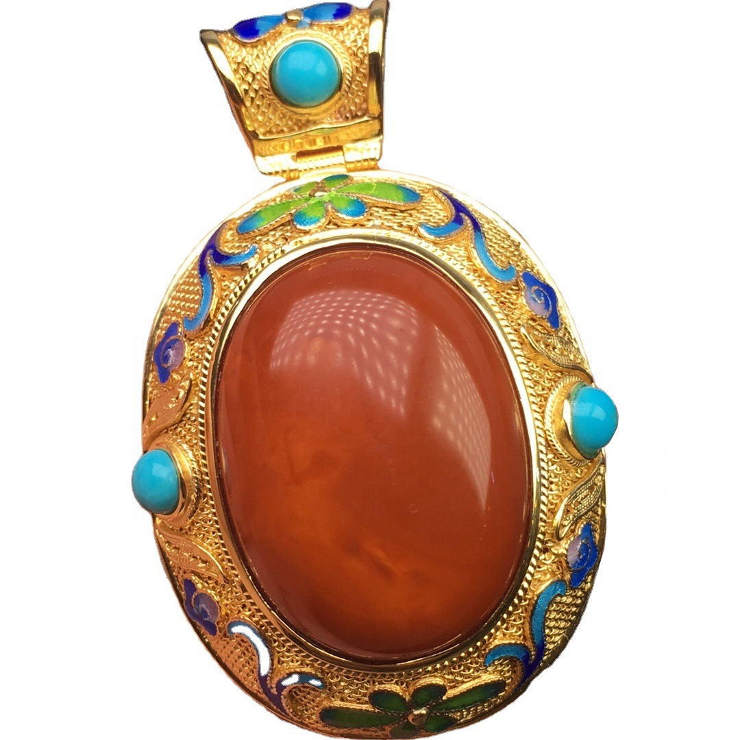 Lndia Gemstone Red Amber Pendants 7
