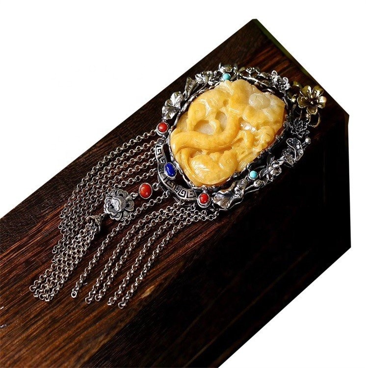 Натуральный пчел AMBERJEWELRY Куриное масло Желтое подвесное набор для мужчин и женщин 9