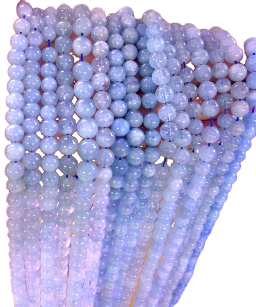 Natural Milky Aquamarine Ronde Losse Kralen Micro Faceted Round Beads 33