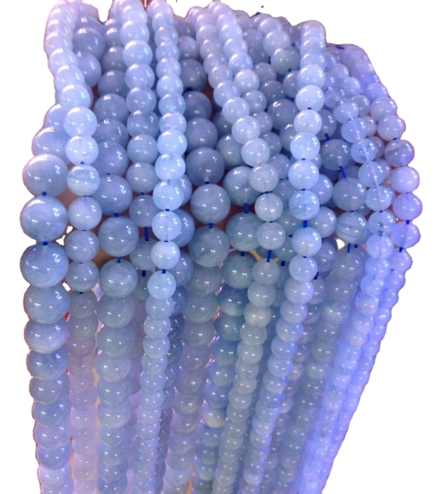 Natural Milky Aquamarine Ronde Losse Kralen Micro Faceted Round Beads 31