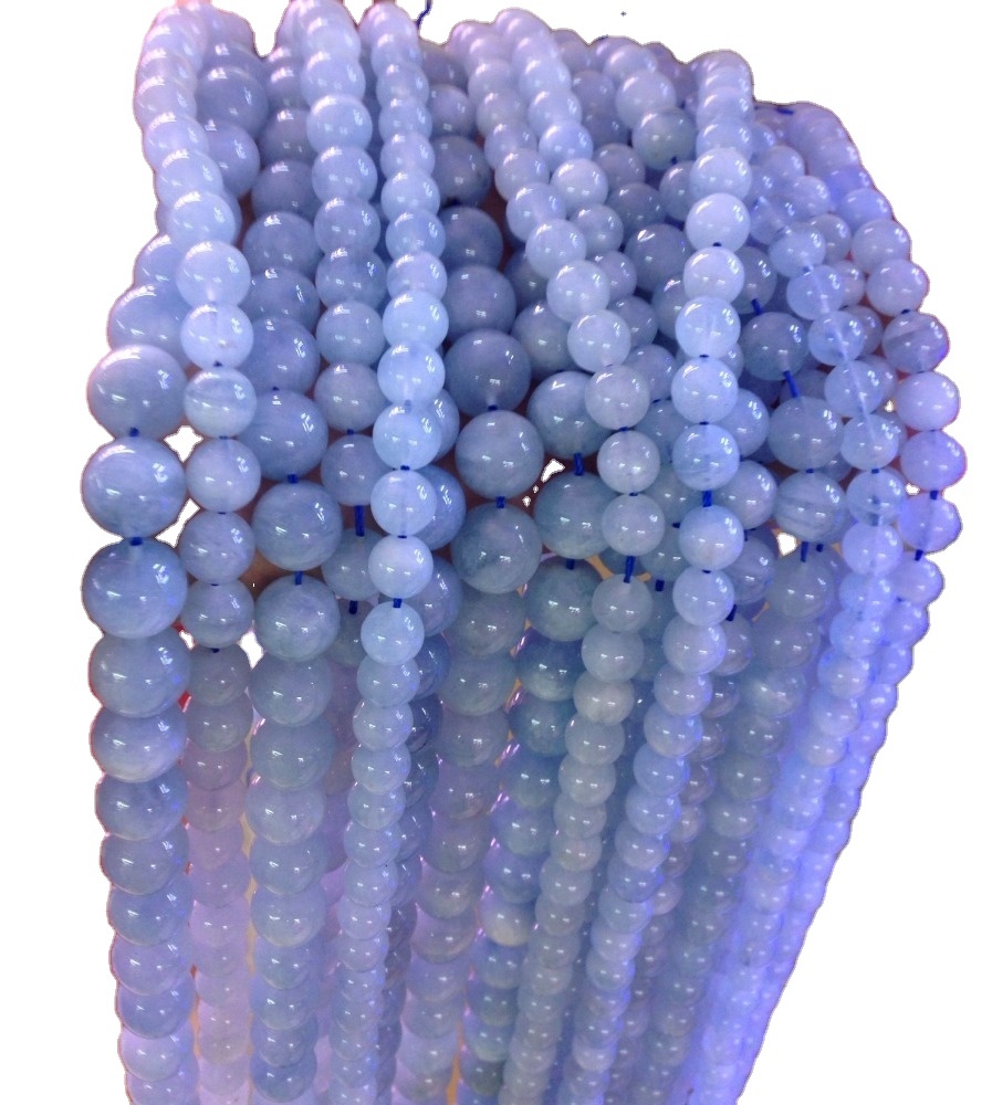 Natural Milky Aquamarine Ronde Losse Kralen Micro Faceted Round Beads 39