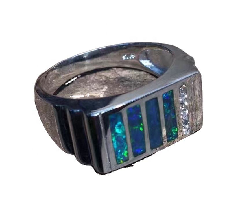 골드 오팔 보석 Pave 다이아몬드 925 실버 핑거 링 디자인 여성 9