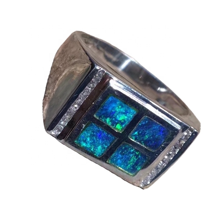 골드 오팔 보석 Pave 다이아몬드 925 실버 핑거 링 디자인 여성 11