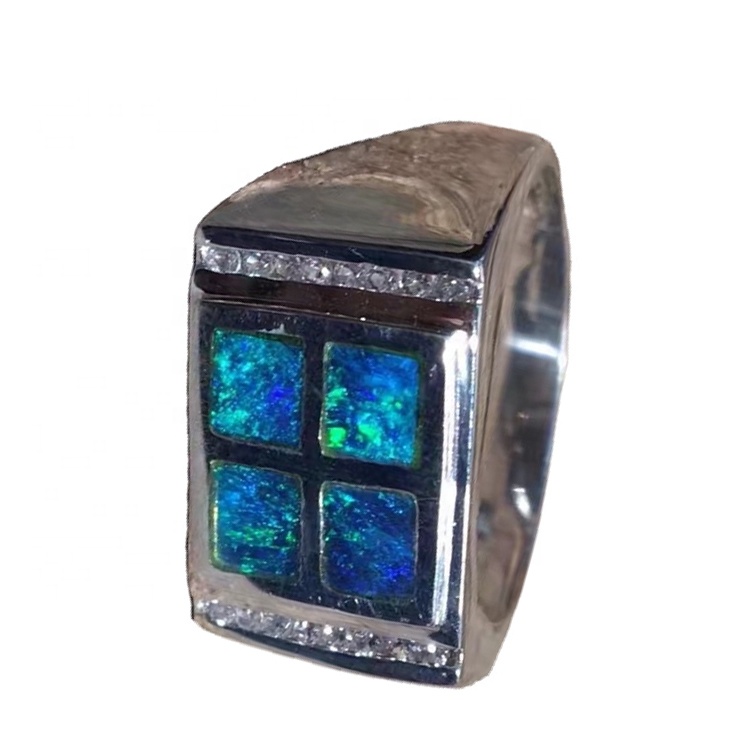 골드 오팔 보석 Pave 다이아몬드 925 실버 핑거 링 디자인 여성 13